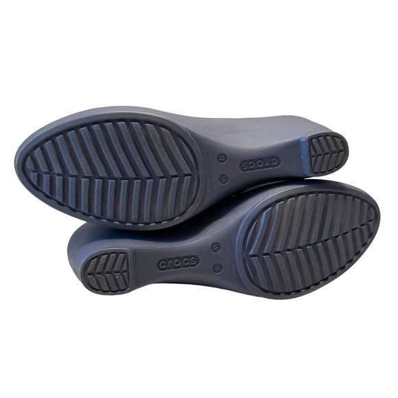 Crocs Lina Wedge Pumps Shoes Women's Size 8 Blue Comfort Slip On Heels Shoes - Picture 12 of 12